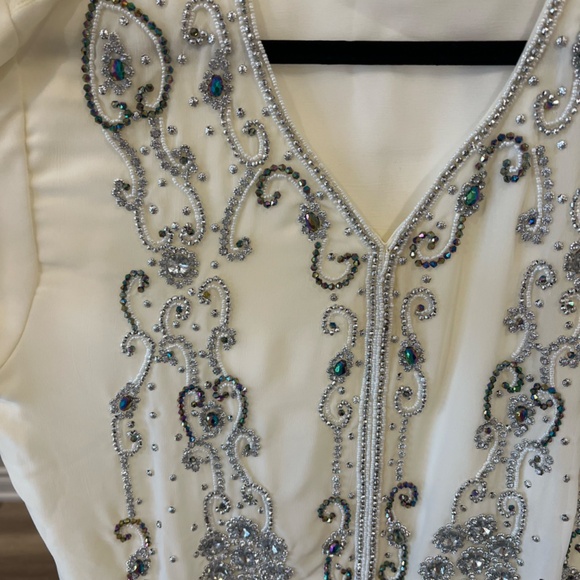 Dubai Moroccan Kaftan Arabic Abaya Maxi Hand Beaded Caftan Farasha Floor Length - Picture 6 of 10